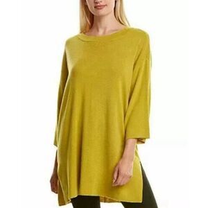 Eileen Fisher Organic Cotton Silk XS Knit Tunic Top 3/4 Sleeve Blouse Oversized